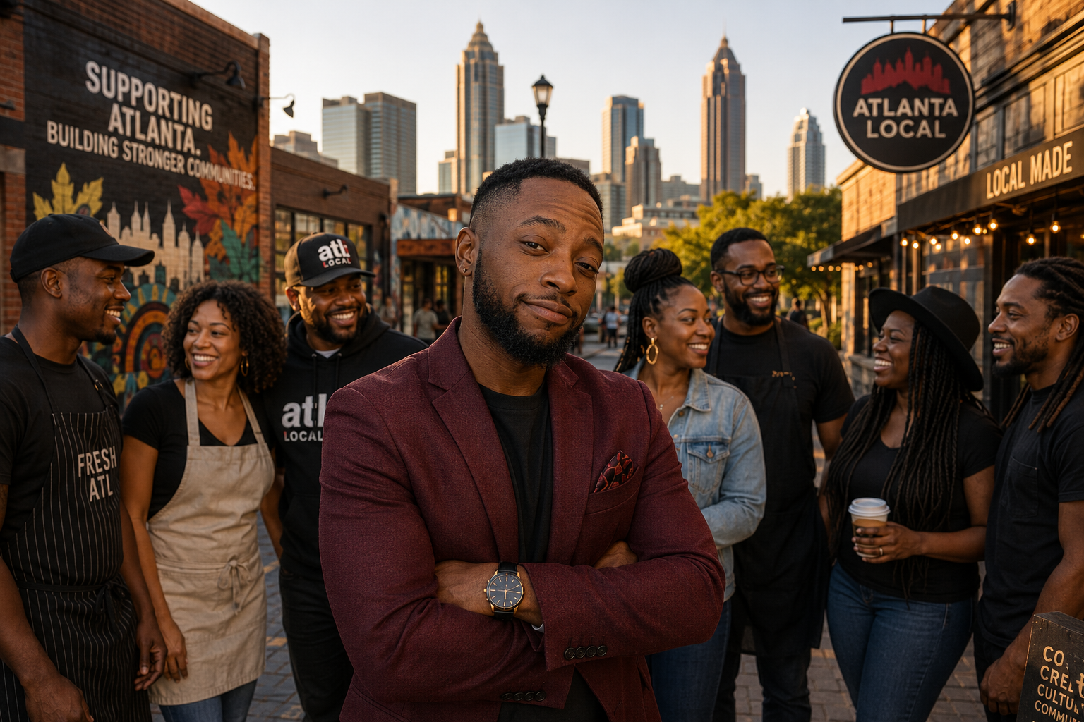 Axander Mike Wilson with members of the Atlanta community